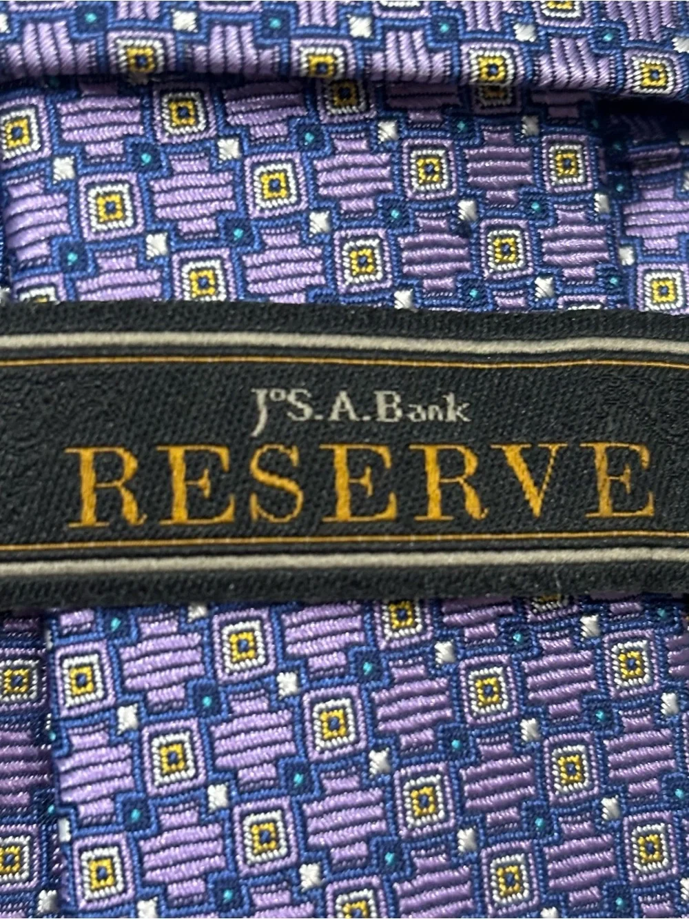 Jos A. Bank Reserve Purple Geometric Silk Tie formal business wear